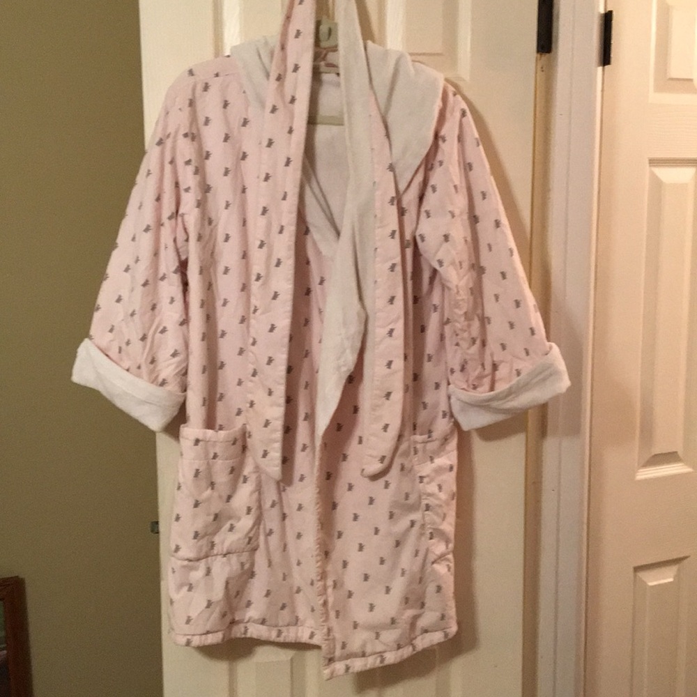 Juicy couture bathrobe pink white terry lined